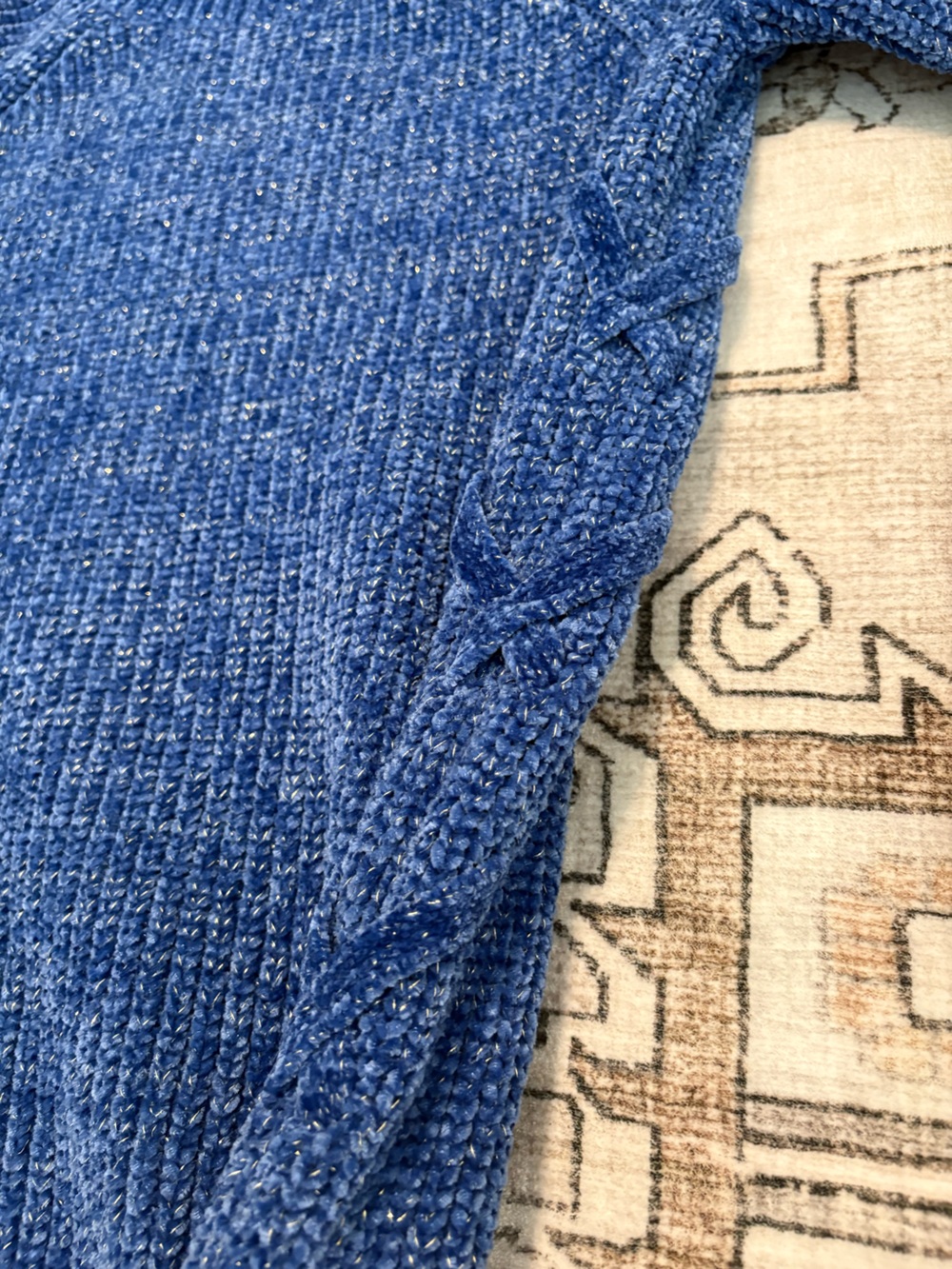 Girls Blue Knit Crewneck Sweater - Picture 4 of 7